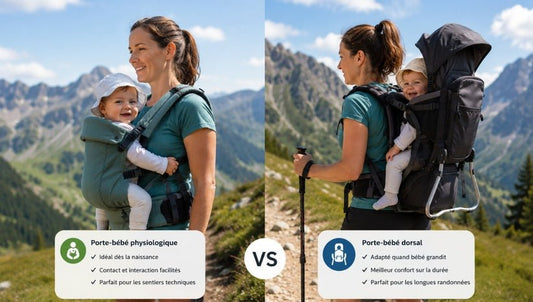 Porte-bébé physiologique ou porte-bébé dorsal : quelle différence pour la randonnée ? - Bebe-nise