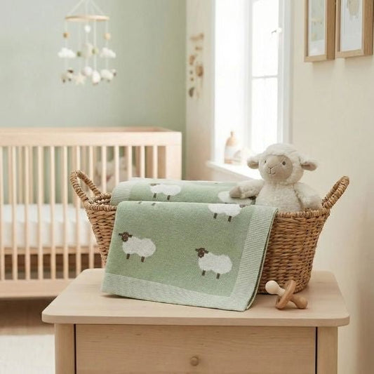 Couverture Bébé Tricot | Multi-Usage Moutons